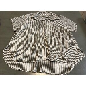 gray white collared button up JANE + DELANCY plus size shirt bloue 1X